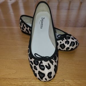 Repetto Cendrillon Ballerina Flats Cheetah Natu Savon Noir Size 37